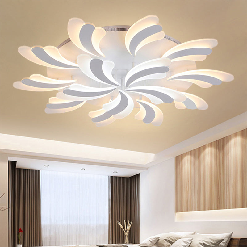 Acrylic Windmill Ceiling Lamp Modern 3/5/9 Lights White Flush Mount Light Fixture in Warm/White/Natural Light