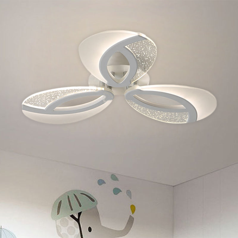 Simple 3/5/9 Lights Flush Mount Light with Acrylic Shade White Fan Ceiling Light Fixture in Warm/White/Natural Light