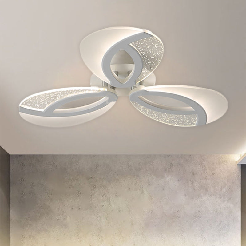 Simple 3/5/9 Lights Flush Mount Light with Acrylic Shade White Fan Ceiling Light Fixture in Warm/White/Natural Light