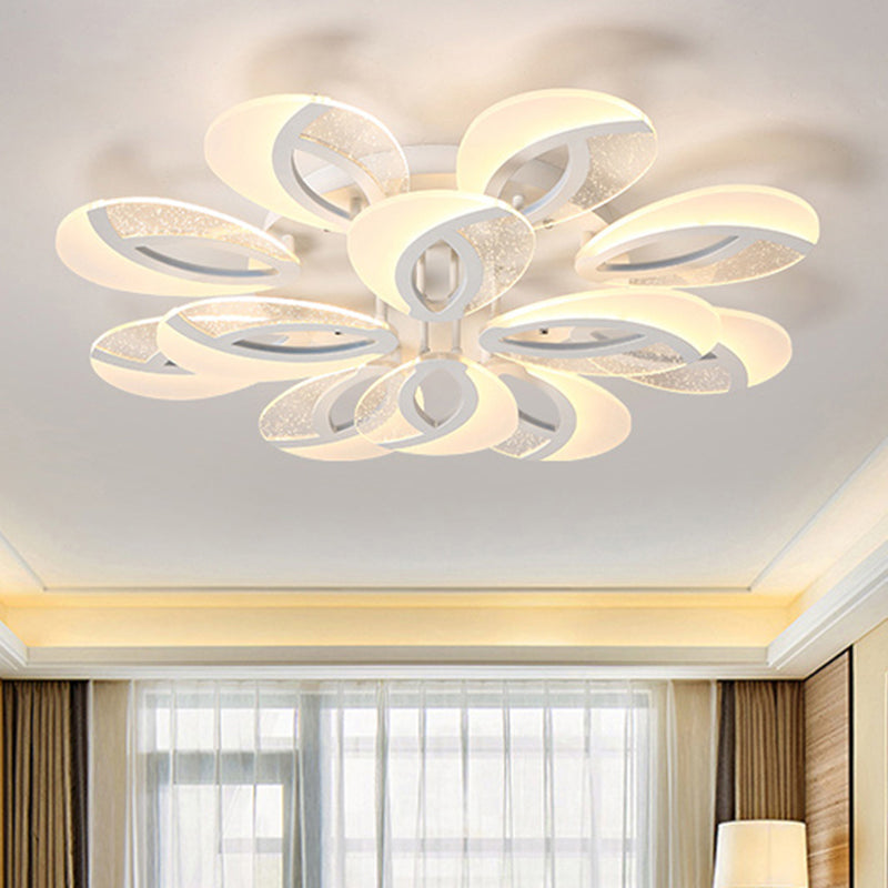 Simple 3/5/9 Lights Flush Mount Light with Acrylic Shade White Fan Ceiling Light Fixture in Warm/White/Natural Light