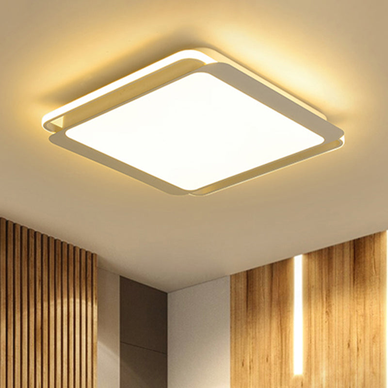 Modern Metal Square Ceiling Flush Mount Light LED 18"/23.5" W White Bedroom Flush Mount Lamp in Warm/White