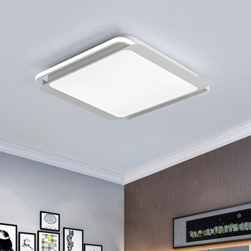 Modern Metal Square Ceiling Flush Mount Light LED 18"/23.5" W White Bedroom Flush Mount Lamp in Warm/White