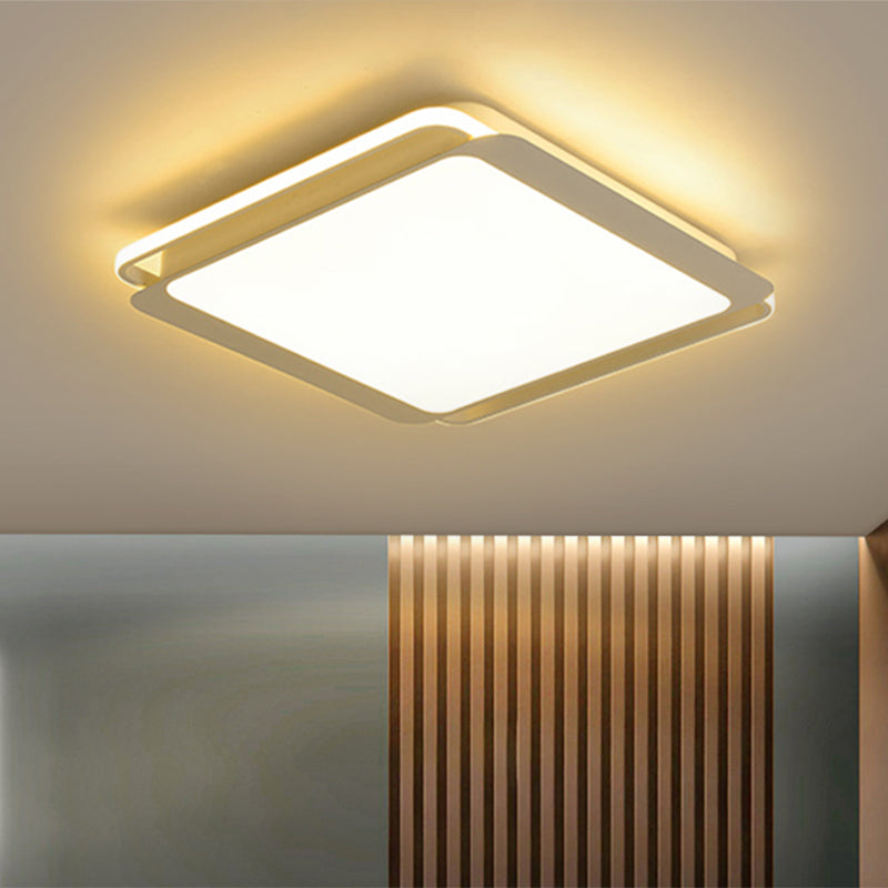 Modern Metal Square Ceiling Flush Mount Light LED 18 "/23.5" W Witte Slaapkamer Flush Mount Lamp in Warm/Wit