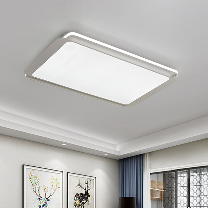 Witte rechthoekige spoelen mount verlichting eenvoudige metalen geïntegreerde LED 35.5 "/43" breed plafond lichtarmatuur voor woonkamer in warm/wit