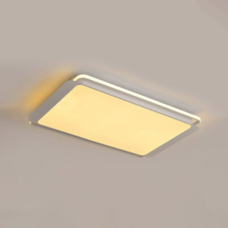 Illuminazione da incasso rettangolare bianca Lampada da soffitto a LED integrata semplice in metallo da 35,5"/43" per soggiorno in bianco caldo/bianco