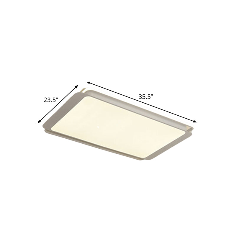 White Rectangulaire Flush Mount Lighting Simple Metal Integrated LED 35.5 "/43" Wide Ceiling Light Fixture for Living Room in Warm / White