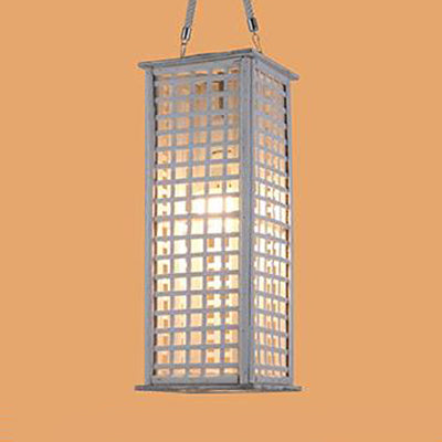 Style contemporain Rectangular Pendant Lighting Bamboo 14 "/19.5" LAME DE DINATION DE LA LIGHTE DE LA LIGHT