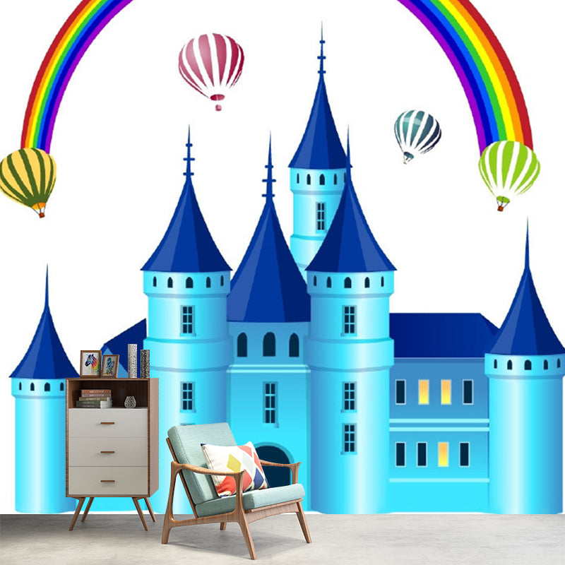 Rainbow and Castle Wall Mural Fantasy Water-Proof Kids Bedroom Wall Art, Custom Print