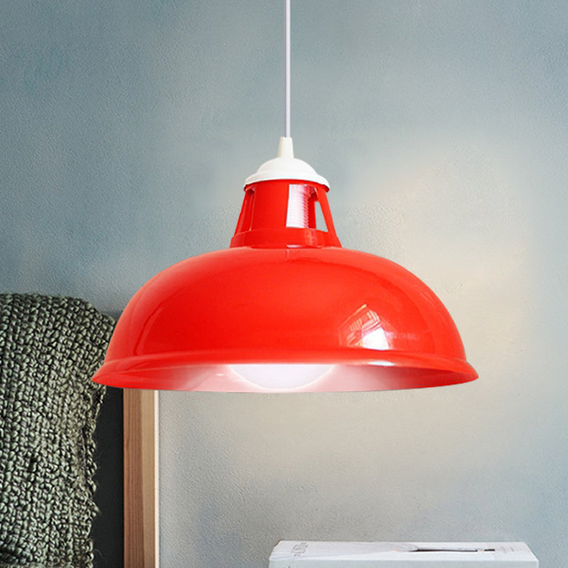 Vintage Bowl Shade Pendant Light 1 Bulbe acrylique plafond Light Aymat with Coin Match en rouge / jaune / vert pour restaurant