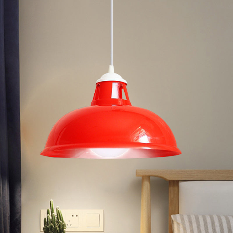 Vintage Bowl Shade Pendant Light 1 Bulbe acrylique plafond Light Aymat with Coin Match en rouge / jaune / vert pour restaurant