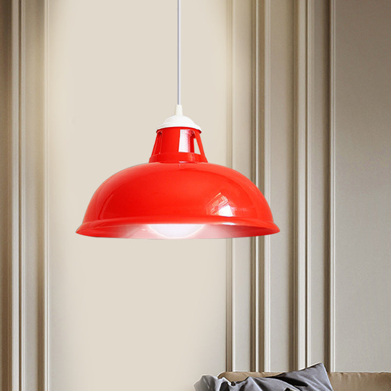 Vintage Bowl Shade Pendant Light 1 Bulbe acrylique plafond Light Aymat with Coin Match en rouge / jaune / vert pour restaurant