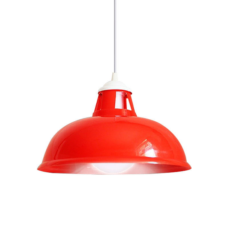 Vintage Bowl Shade Pendant Light 1 lamp Acryl plafondarmatuur Licht met muntpatroon in rood/geel/groen voor restaurant