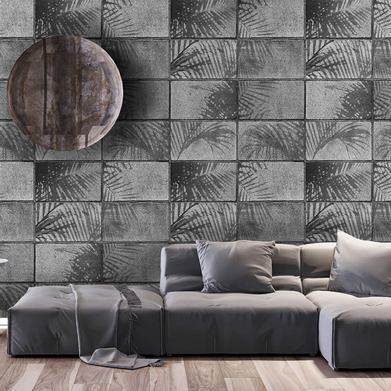 57.1-sq ft Steampunk Wallpaper Grey French Window and Leaf Print Wall Decor, Non-Pasted