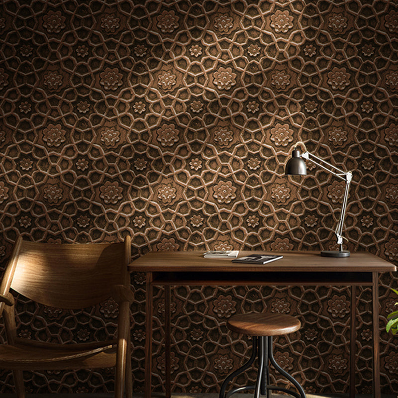 Interlocking Circles Wallpaper Roll Dark Color Cyberpunk Wall Art for Bedroom, Moisture Resistant