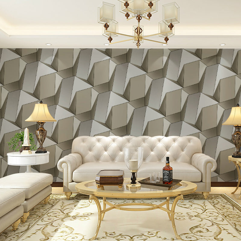 3D Effect Geometric Wallpaper Roll Mid-Century Non-Pasted Living Room Wall Decor