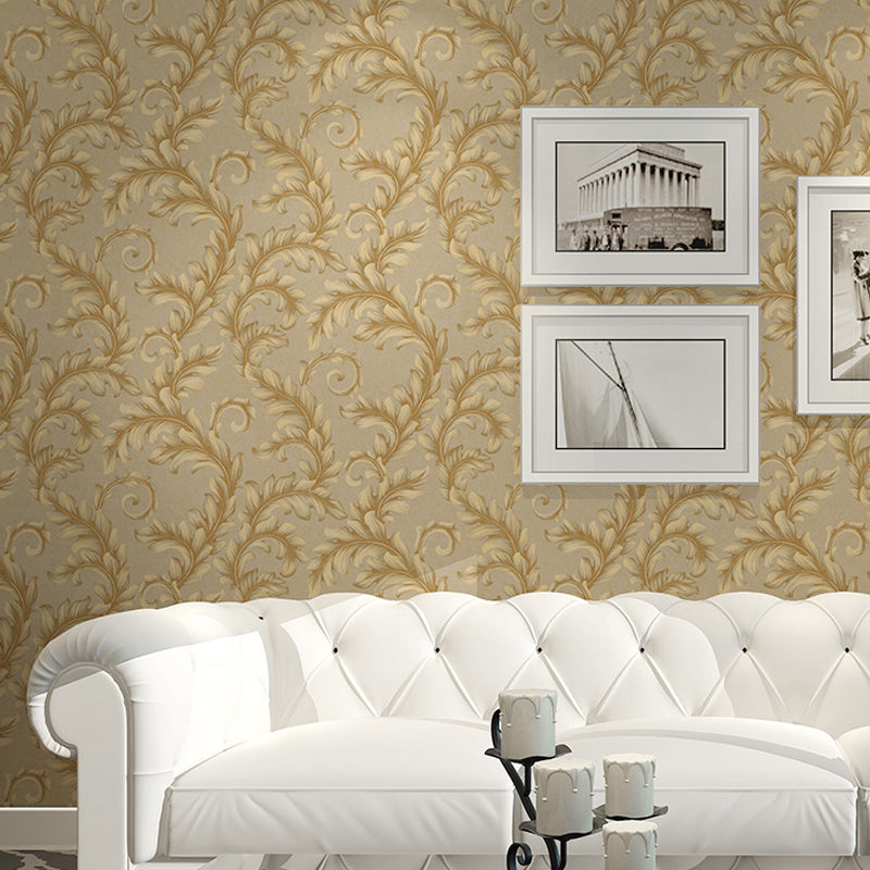 57.1-sq ft Damask Wallpaper Retro Leaf Print Wall Covering in Dark Color for Accent Wall