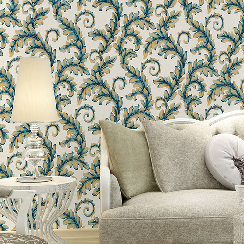 57.1-sq ft Damask Wallpaper Retro Leaf Print Wall Covering in Dark Color for Accent Wall