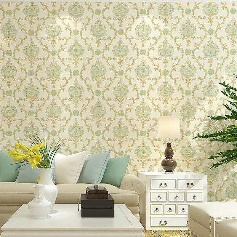 Unpasted Jacquard Wallpaper 33' L x 20.5" W Nostalgic Wall Decor in Soft Color for Bedroom