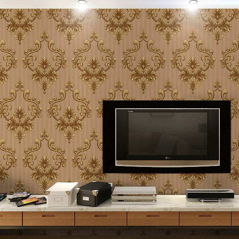 Dark Color Damask Wallpaper Roll Non-Pasted Retro Style Living Room Wall Decoration