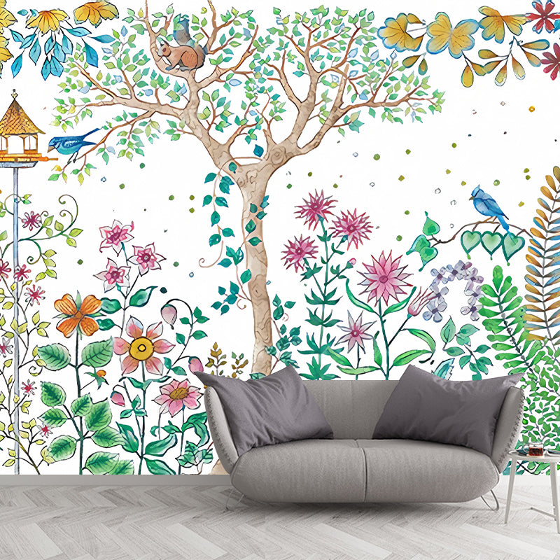 Moon Night Flower Bushes Mural Childrens Art Waterproof Kids Room Wall Covering, Custom-Printed