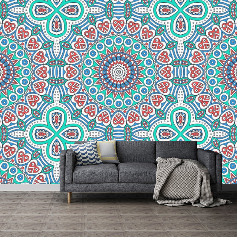 Bohemia Seamless Pattern Murals Red-Blue-Green Flower Wall Decor for Living Room