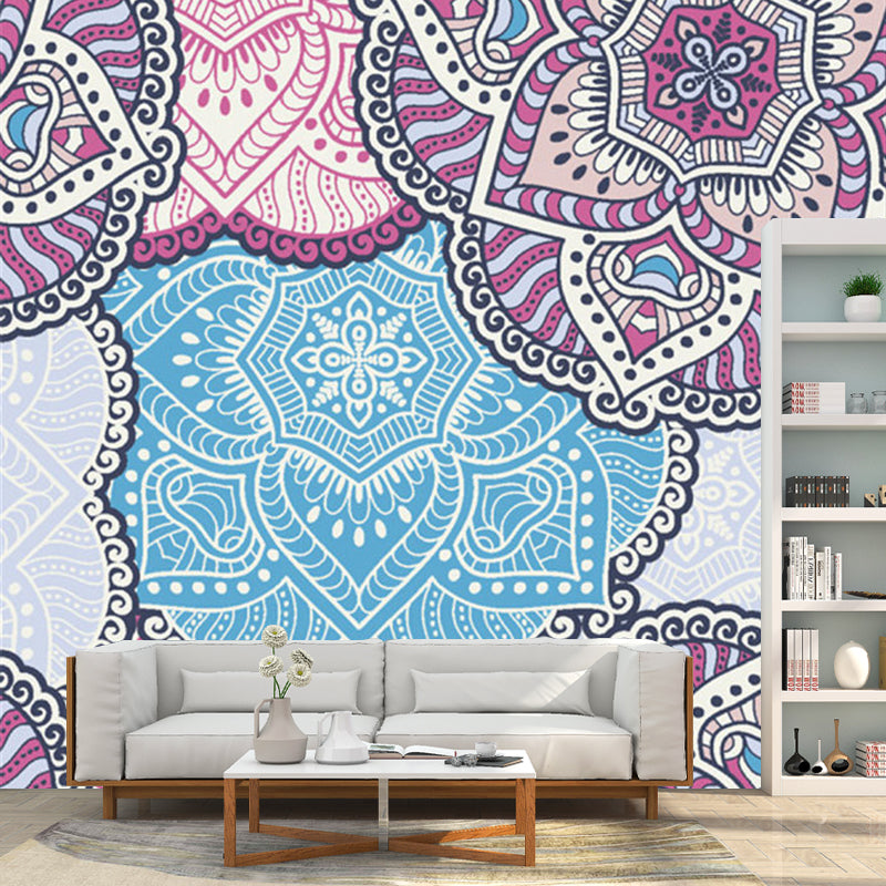 Bohemia Petals Patterned Wall Murals Blue-Purple Abstract Wall Covering for Home