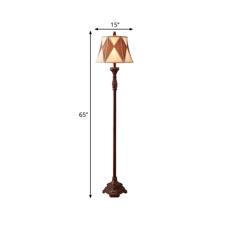 Rotbraun 1 Glühbirnenbodenlicht Antiquierstil Stoff ausgestattet Schattenboden Stehlampe mit Harlequin Design