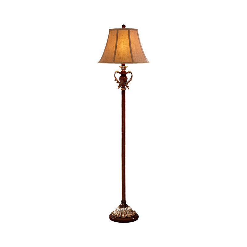 1-licht Empire Shade Standing Floor Lamp Traditional Style Brown Fabric Floor Light