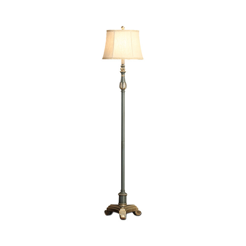 Grijze blauwe tri-bene leesvloer lamp vintage stijl hars 1 lichte woonkamer vloerlicht met stofschaduw