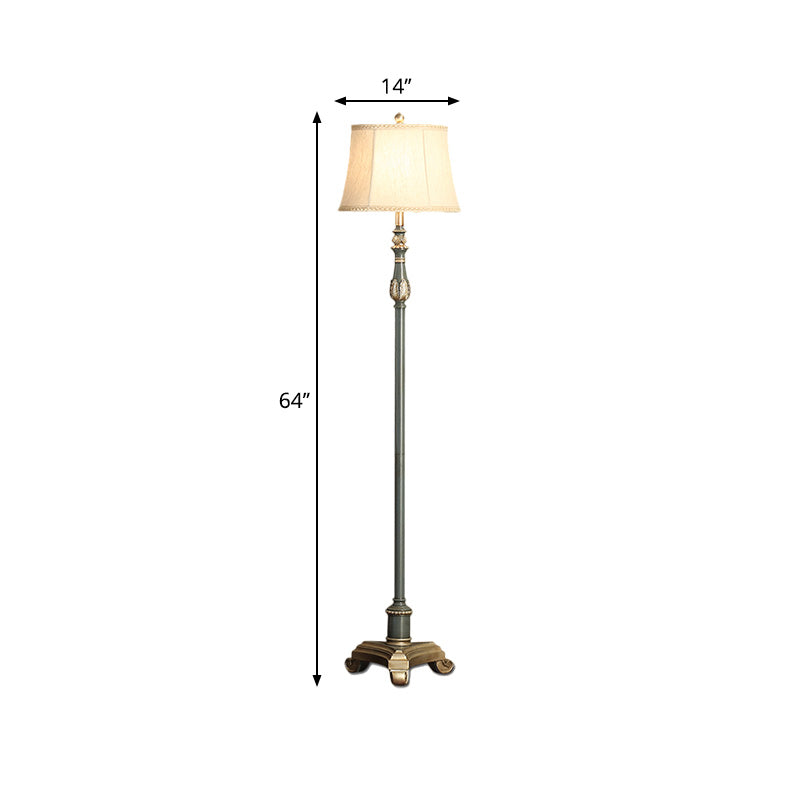 Grijze blauwe tri-bene leesvloer lamp vintage stijl hars 1 lichte woonkamer vloerlicht met stofschaduw