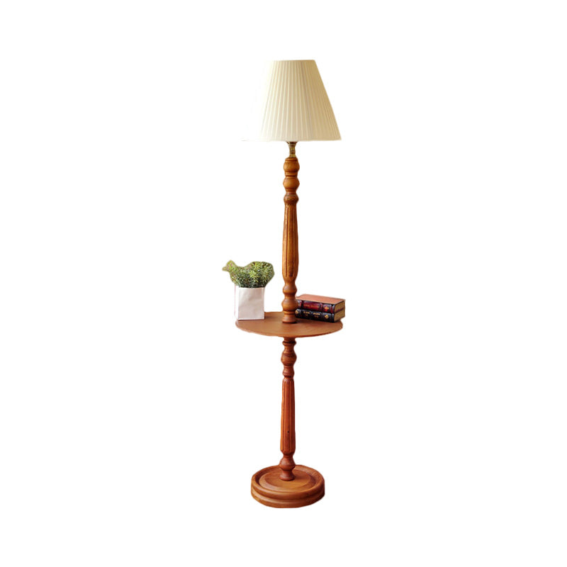 Brown Brown Plancher lampe Banuster 1 ampoule Lumière de sol de style traditionnel avec une teinte en tissu conique