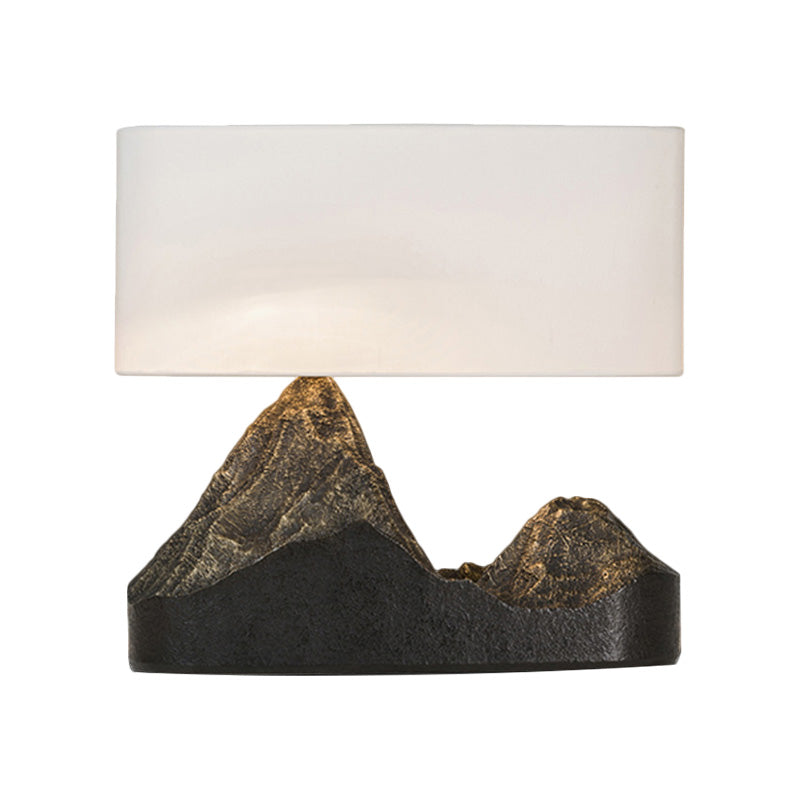 Mountain Design Schlafzimmer Nacht Stand Lampe Vintage Style Harz 1-Licht schwarzer Schreibtisch Licht mit Trommelstoffschatten