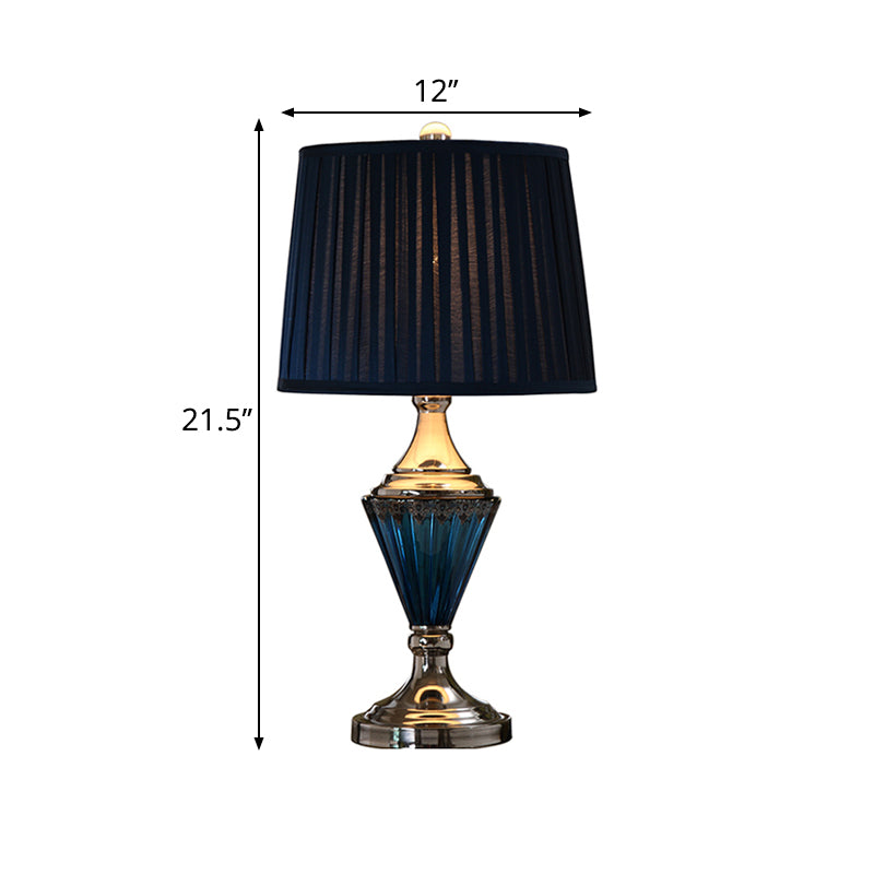 Barreau Barrel Shade Night Table Lampe Vintage Tissu plissé 1