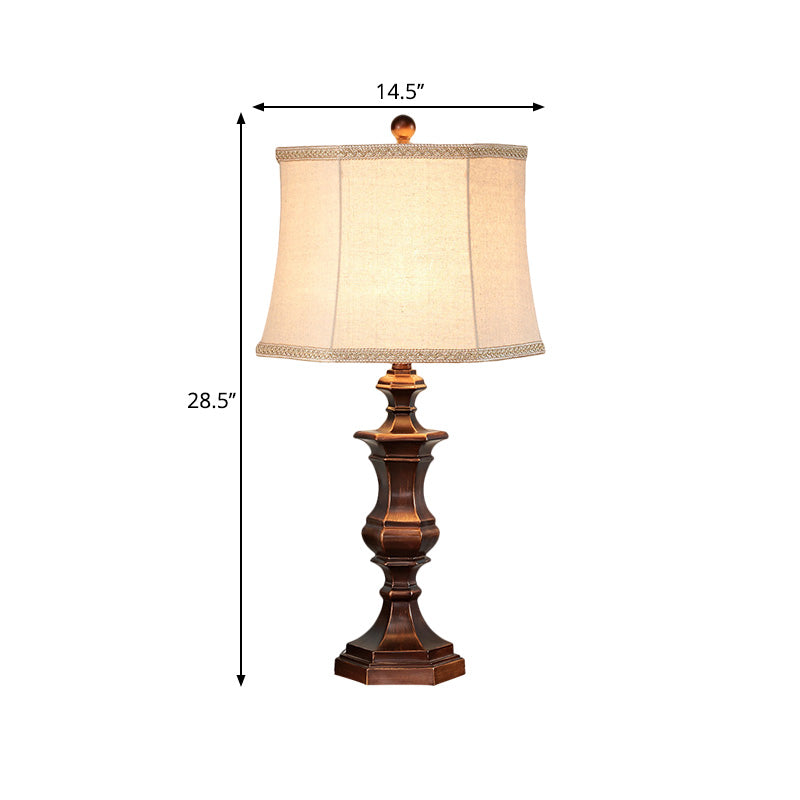 Bronze Fared Nightstand Lampe Vintage Style Fabric 1 tête de chevet Light