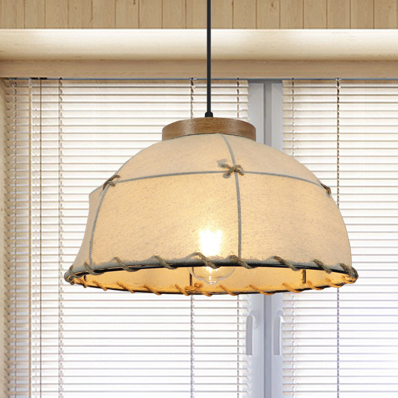 Flaxen 1-Bulb Dropserve Retro Style in tessuto Dome Afferma del soffitto per ristorante, larghezza 14 "/18"