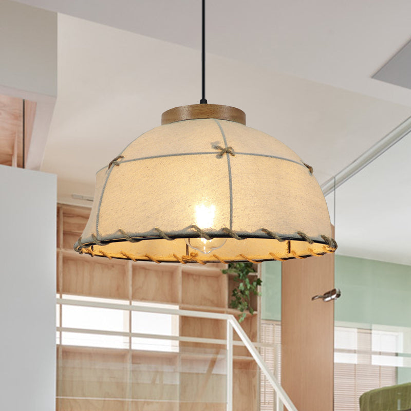 Flaxen 1-Bulb Dropserve Retro Style in tessuto Dome Afferma del soffitto per ristorante, larghezza 14 "/18"