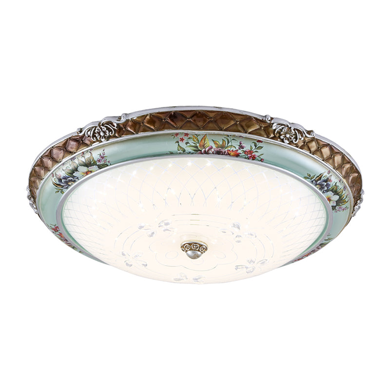 Luminaire LED bleu-marron de 13 "/16"/19.5 "W, luminaire encastré en verre crème de Style traditionnel, Design en forme de dôme, lumière chaude/blanche