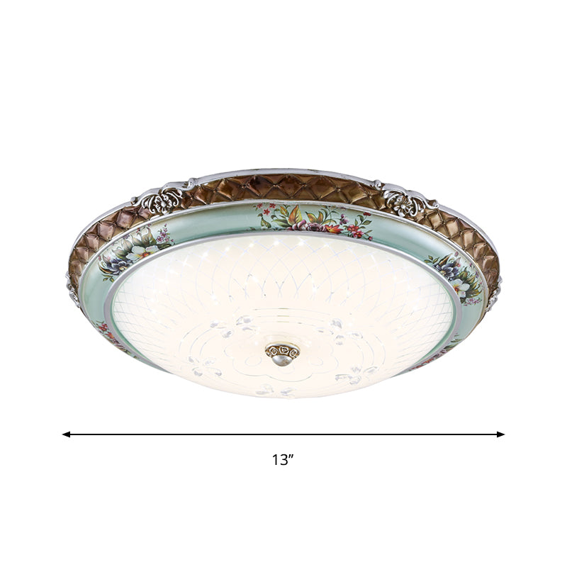 13 "/16" /19.5 " W blau-braun LED-Beleuchtung Traditionelle Stil Creme Glas Kuppeldesign Flush Mount Licht, Warm/Weiß Licht