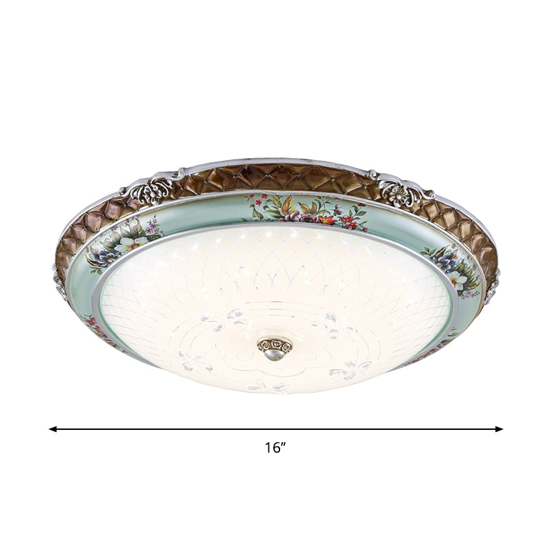 13"/16"/19.5" W Blue-Brown LED Lighting Fixture Traditional Style Cream Glass Domed Design Flush Mount Light, Warm/White Light