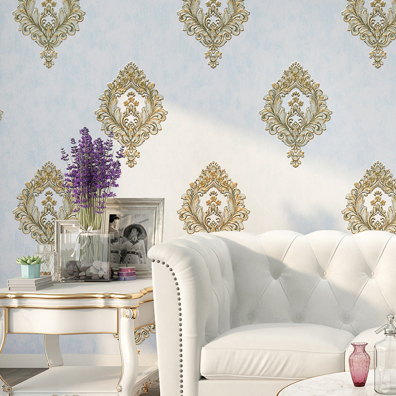 Washable Medallion Wallpaper 3D Embossed Fabric Retro Style Wall Covering for Bedroom