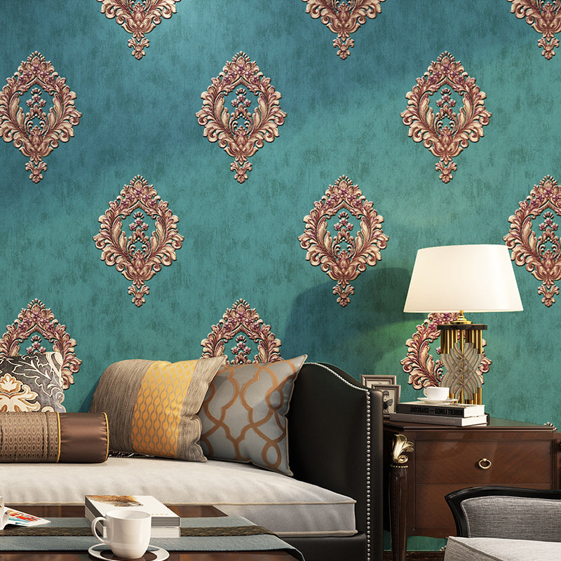 Washable Medallion Wallpaper 3D Embossed Fabric Retro Style Wall Covering for Bedroom