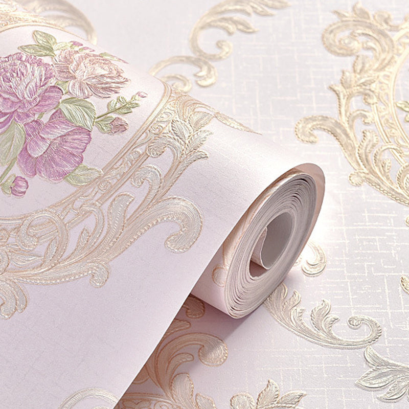 Pastel Color Diamond Patterned Wallpaper Damask Antique Stain Resistant Wall Decor for Bedroom