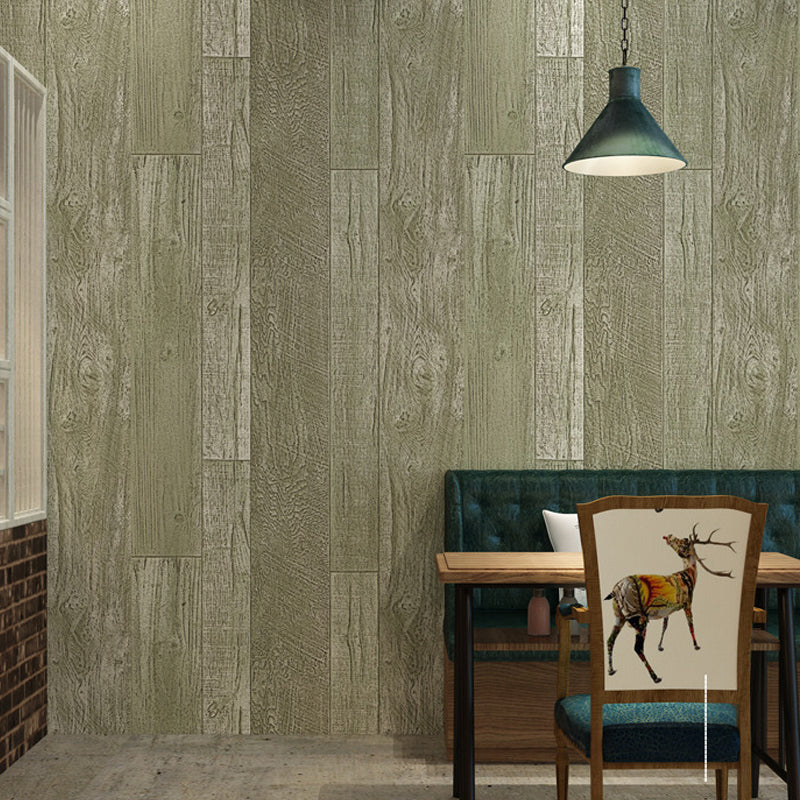 Cottage Wood Board Look Wallpaper Non-Woven Water Resistant Dark Color Wall Decor for Restaurant