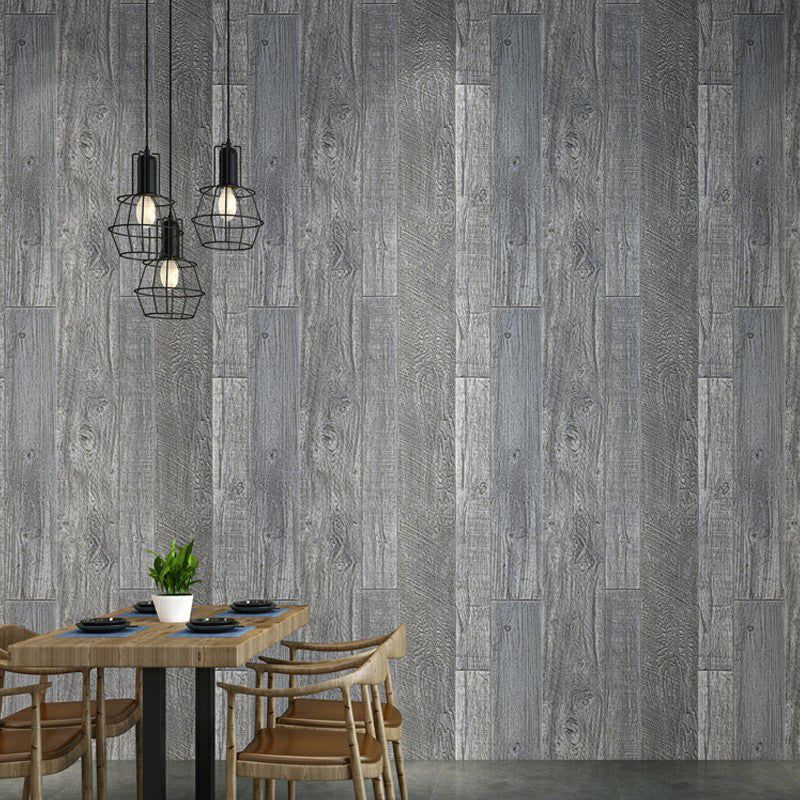 Cottage Wood Board Look Wallpaper Non-Woven Water Resistant Dark Color Wall Decor for Restaurant