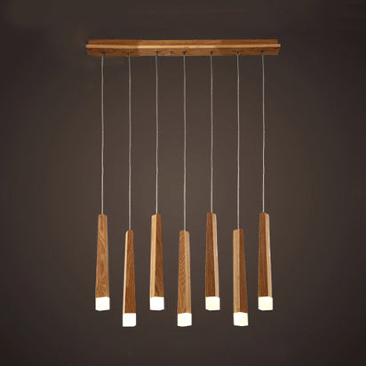 Matchstick Dining Room LED Pendant Light Wood 1/5/7-Light Ceiling Light Fixture with Diffuser in Warm/White Light