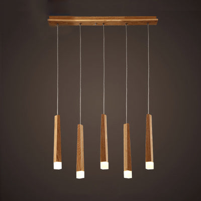 Matchstick Dining Room LED Pendant Light Wood 1/5/7-Light Ceiling Light Fixture with Diffuser in Warm/White Light