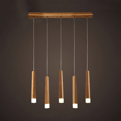 Matchstick Dining Room LED Pendant Light Wood 1/5/7-Light Ceiling Light Fixture with Diffuser in Warm/White Light