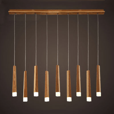 Matchstick Dining Room LED Pendant Light Wood 1/5/7-Light Ceiling Light Fixture with Diffuser in Warm/White Light