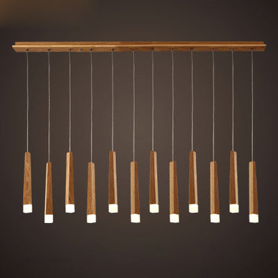 Matchstick Dining Room LED Pendant Light Wood 1/5/7-Light Ceiling Light Fixture with Diffuser in Warm/White Light