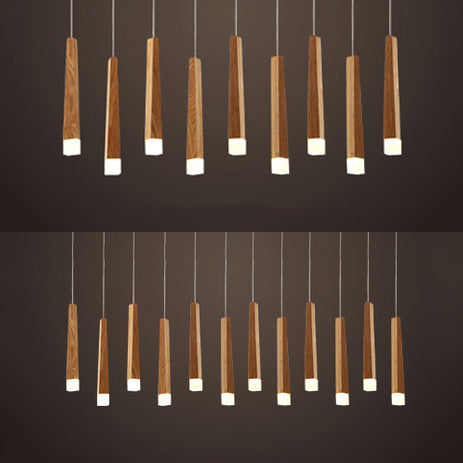 Matchstick Dining Room LED Pendant Light Wood 1/5/7-Light Ceiling Light Fixture with Diffuser in Warm/White Light